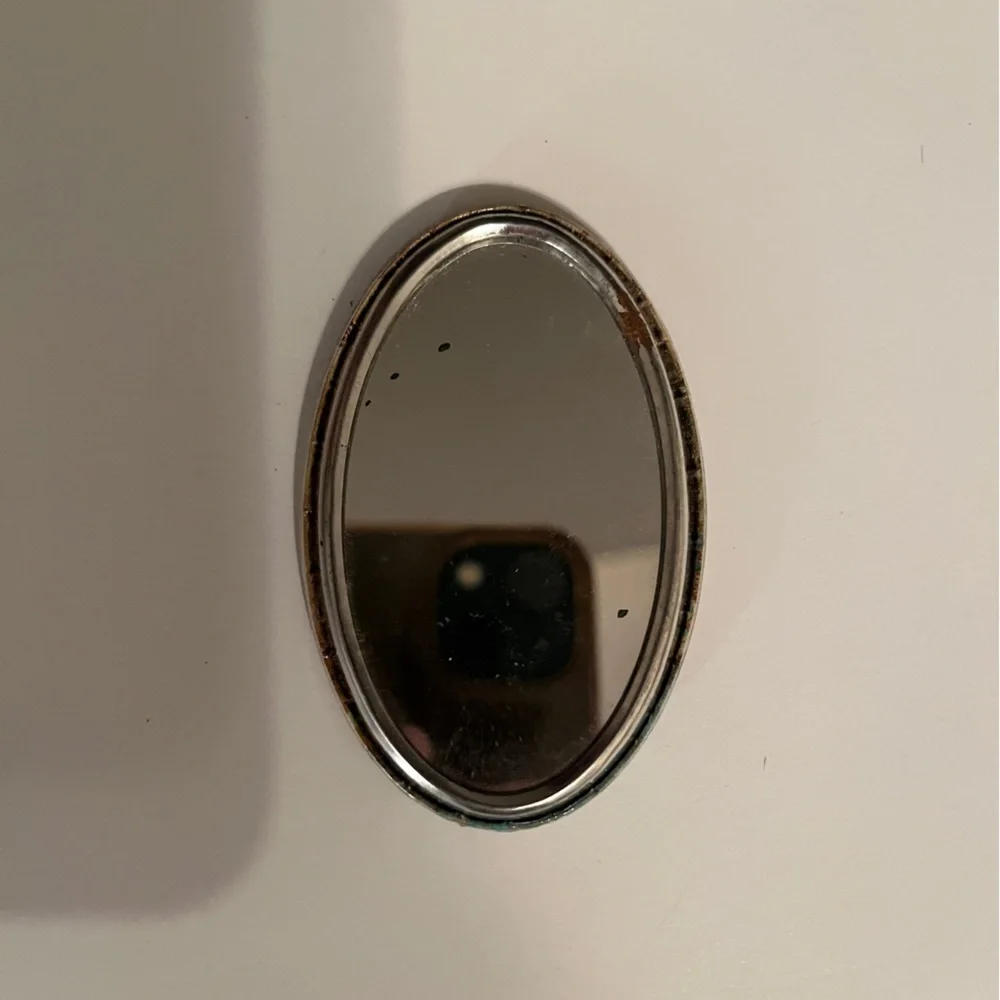 Vintage Oval mirror with Floral Design & girl